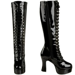 Pleaser Funtasma Black Patent Exotica Heeled Boots